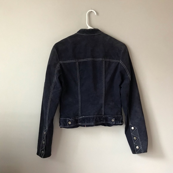 *SOLD* RARE Danier blue leather jacket with white lining - Picture 5 of 8